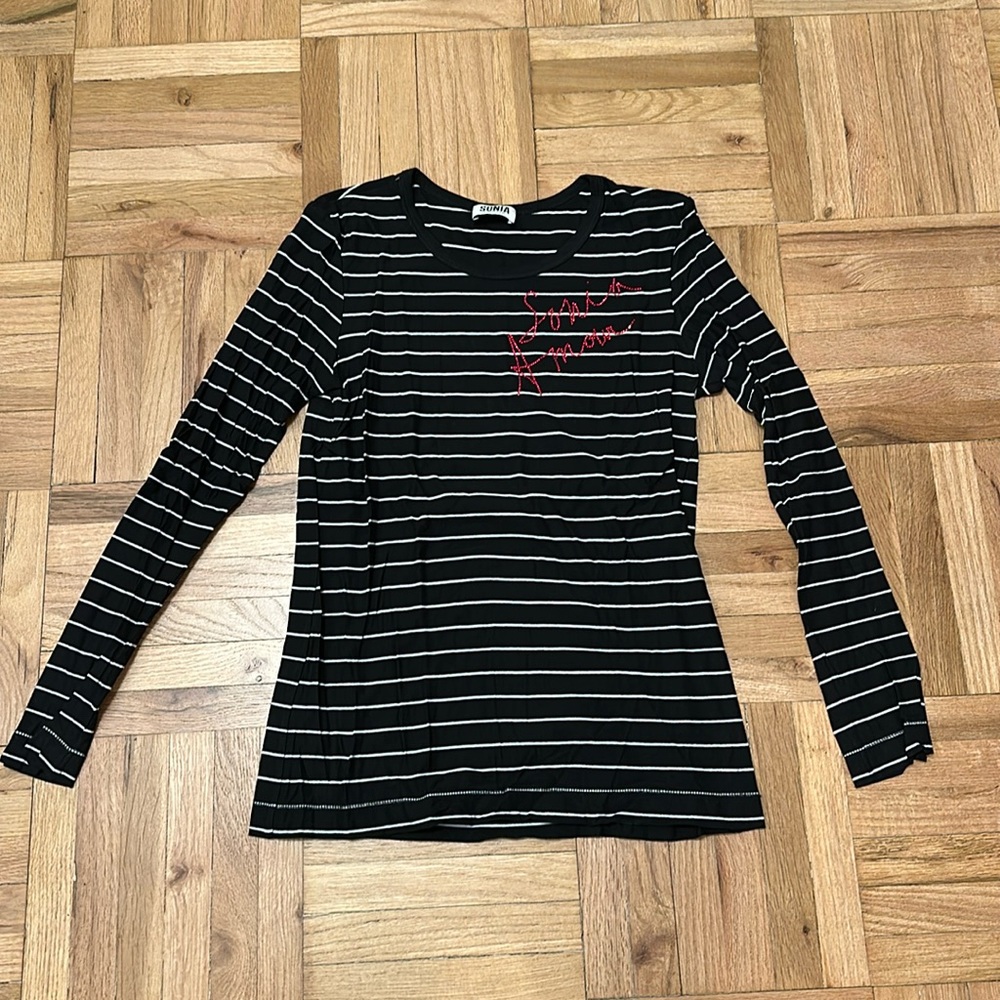Sonia by Sonia Rykiel black and white stripe long sleeve tee